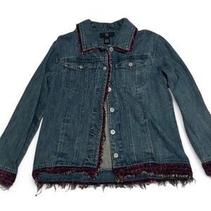 Vintage ios 90’s style denim jacket with purple fringe